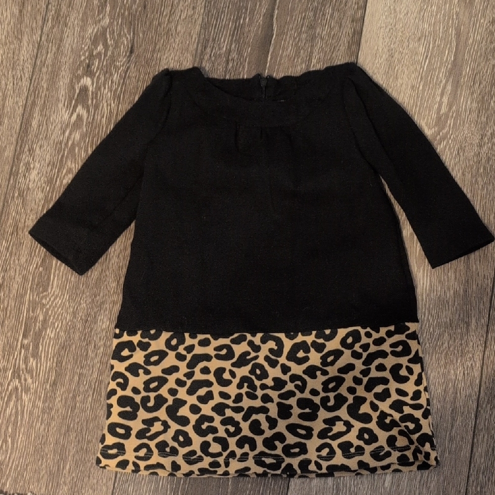 Gymboree Black and Leopard Print Casual Dress